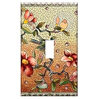 Switch Plate Single Toggle - Flower Cubism Mosaic Vintage Stained Glass Design