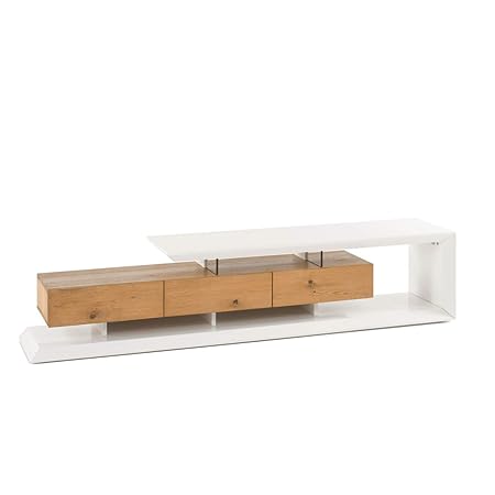 Riess Ambiente Modernes TV-Lowboard EMELA 198cm Board in edelmatt weiß Schrank Asteiche massiv