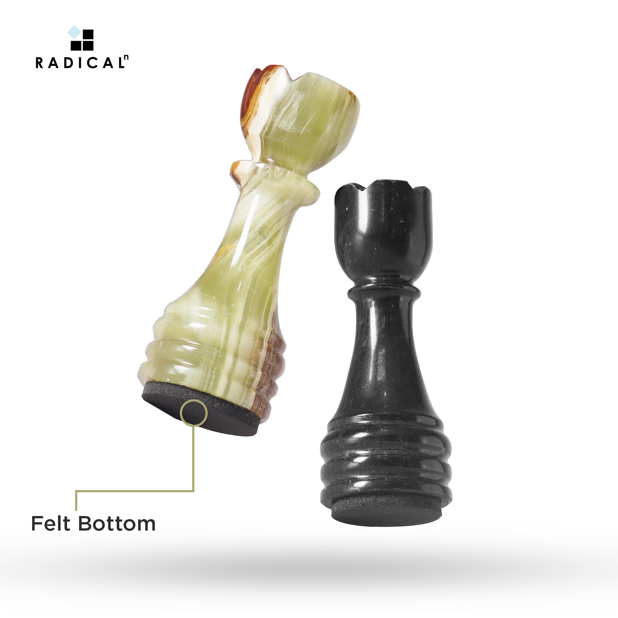 Radicaln Marble Chess Pieces Black & Multi Green 3.5 Inch King Figures Handmade 32 Chess Figures - Suitable for 16-20 Inch Chess Game - Board Games