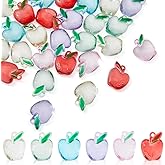 DICOSMETIC 40Pcs Apple Charms Bulk Acrylic Apple Pendant Transparent Small Cute Food Charms Colorful Fruit Charm Teachers' Day Gift for Bracelet Necklace Earring Jewelry Making