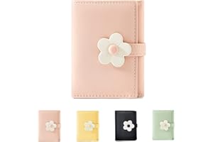 MEISEE Cute Small Wallet for Girls Women Tri-folded Wallet Cash Pocket flowers PU Leather Print Card Holder Coin Purse with ID Window (2-pink)