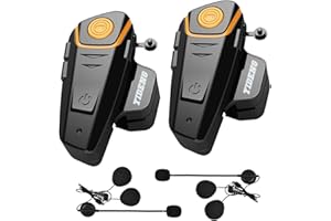 YKODMOT Bluetooth for Motorcycle Helmet Headset, BT-S2 Headphones Headset Speakers Built in Wireless Calling Walkie-Talkie Intercom Skiing Dirt Bike Helmet Waterproof Wireless Communication 2-3 Riders(2 Pack(