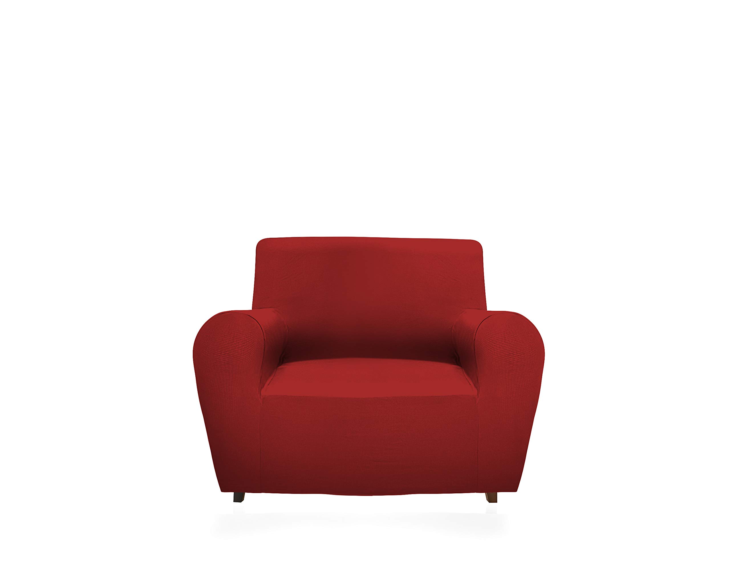 GEMITEX Magic Quilt Cover in Plain Fabric and Elasticated, Polyester, Bordeaux, Armchair with Backrest up to 120 cm