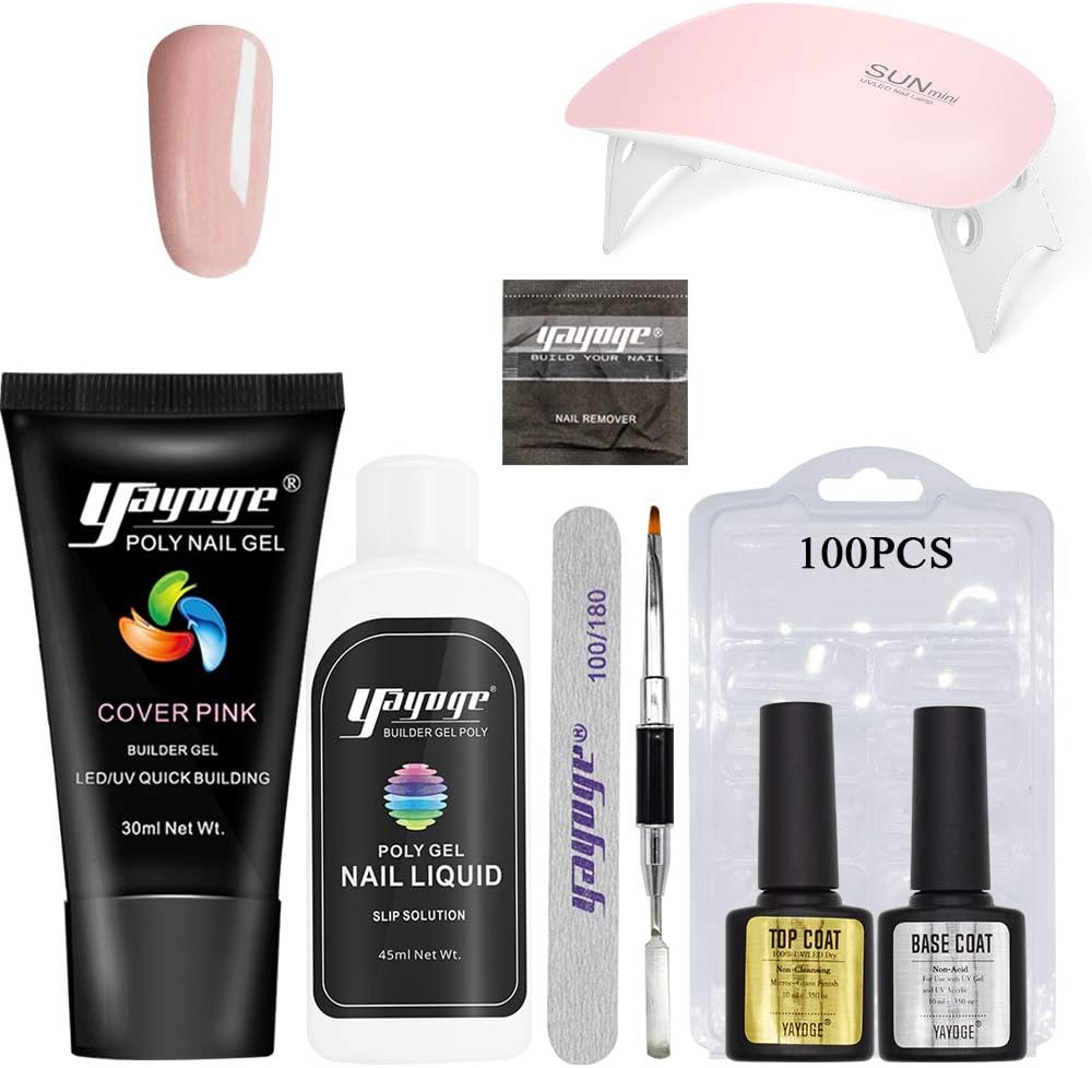 Yayoge Quick Extension Nail Gel Kit with UV/LED Nail Lamp Builder Gel Kit Nail Manicure All-in-One French Kit
