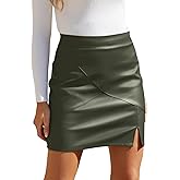 We1Fit Womens Fuax Leather Skirt High Waisted Bodycon Pencil Mini Skirts with Shorts
