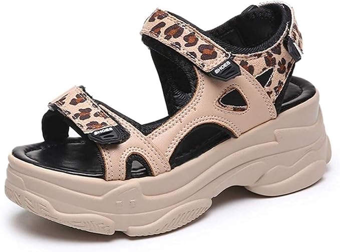 Amazon Co Jp Patypeetyサンダル レディース 厚底 スポーツサンダル ファッション レディースシューズ 軽量 歩きやすい コンフォート サンダル 厚底 サンダル アンクルストラップ スポサン ヒョウ柄 マジックテープ ベルクロ レディース 夏 靴 服 ファッション小物