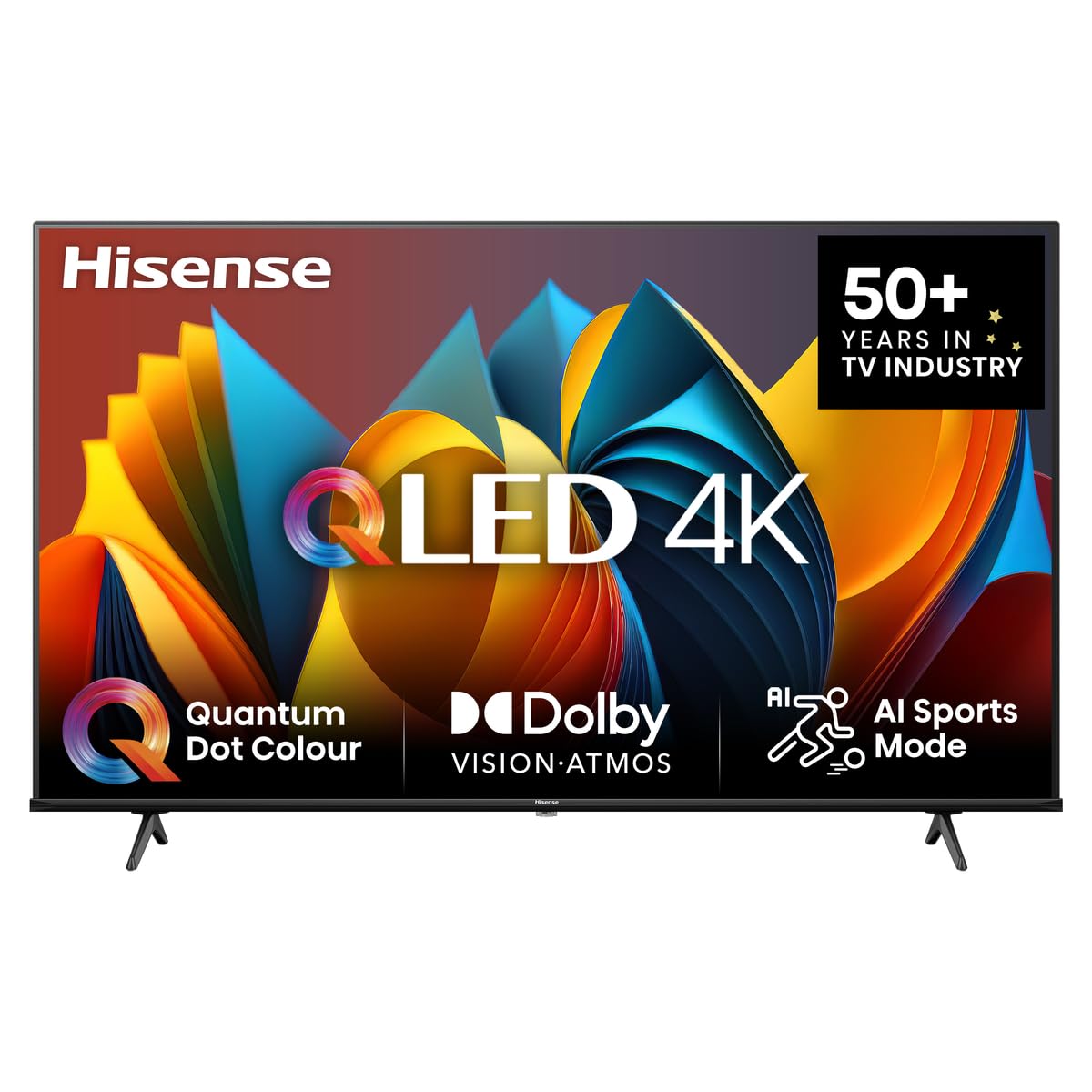 Hisense 65E7NQ 164 cm (65 Zoll) Fernseher, 4K UHD, QLED, HDR10, HDR10+ decoding, HLG, Dolby Vision Atmos, 60Hz Panel, Smooth Motion, Bluetooth, Alexa Built-in, VIDAA Voice, Schwarz [2024]
