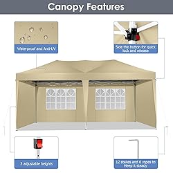 TOOLUCK 10x20 Pop Up Canopy Tent with 4 Sidewalls