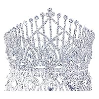 YUAKOU Crown, Tiara, Prom Queen Crown Quinceanera Pageant Crowns Princess Crown Rhinestone Crystal Bridal Crowns Tiaras for Women(Silver)