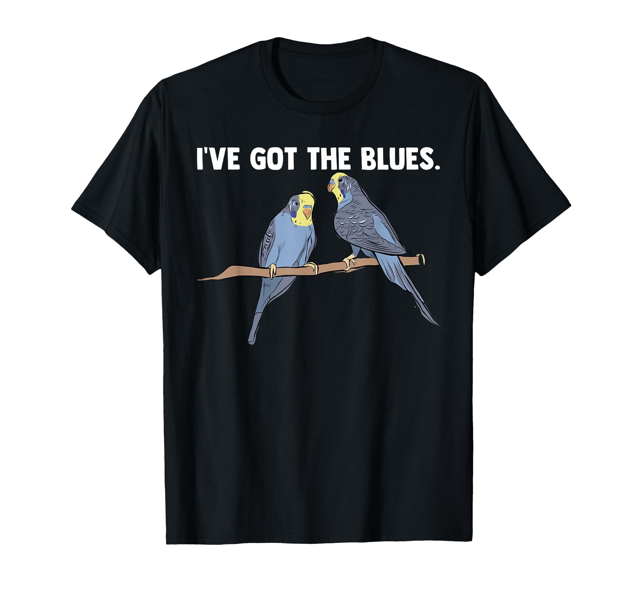 Blue Budgie I Bird Parakeet Cute Funny Saying T-Shirt, Men, Black, Large