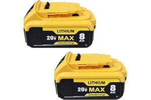 ovevevovel 2 Pack 8.0Ah Replace Battery for Dewalt Compatible with Dewalt 20V Max Batteries DCB204 DCB203 Replacement for Dewalt Cordless Power Tools