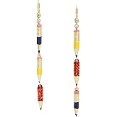 Betsey Johnson Womens Pencil Mismatch Linear Earrings