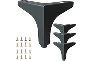 SMAXCN 4 Pack 4" Matte Black Metal Furniture Legs, 1.4mm Thickness Metal Cabinet Feet(Black)