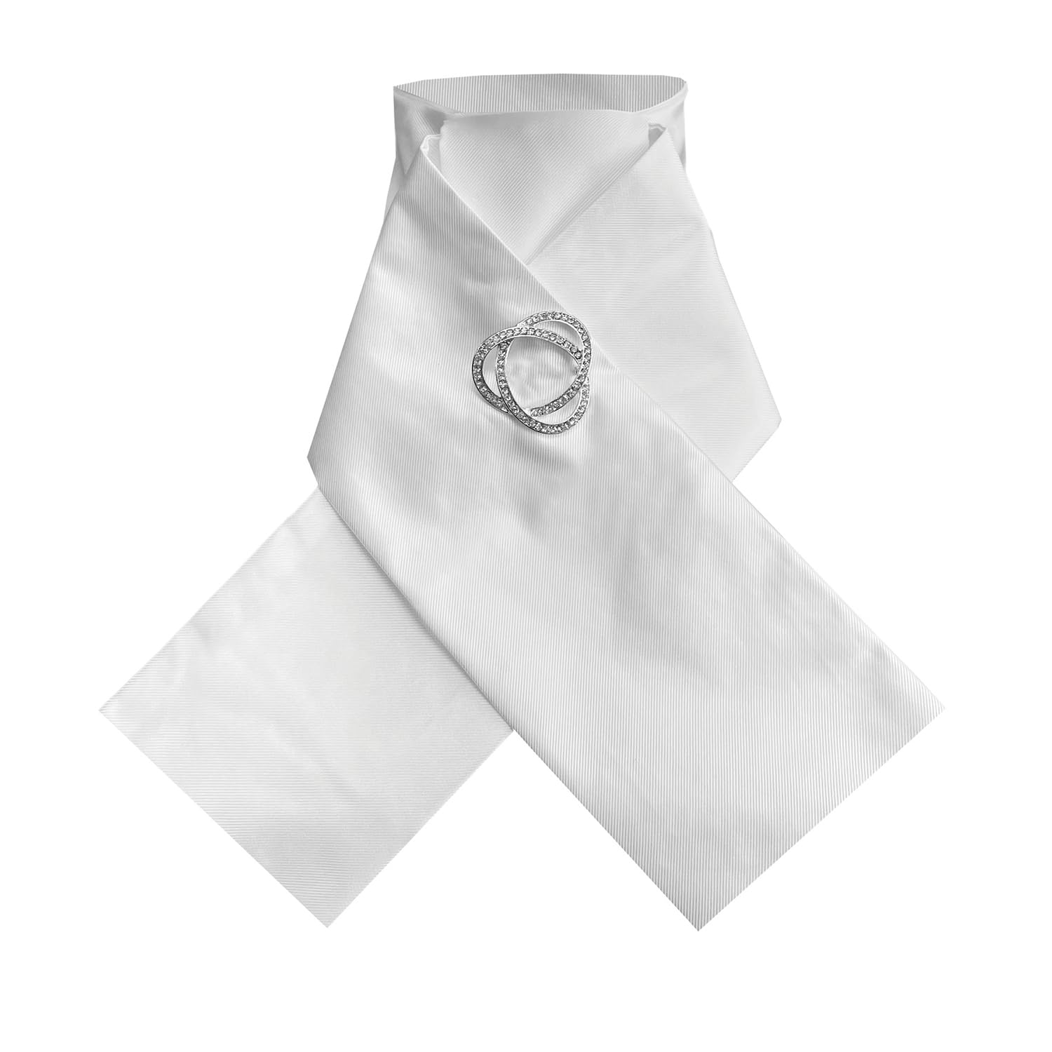 Equetech Ready-Tied Riding Stock – Plain White Equestrian Dressage Tie (Stock Pin Not Included)
