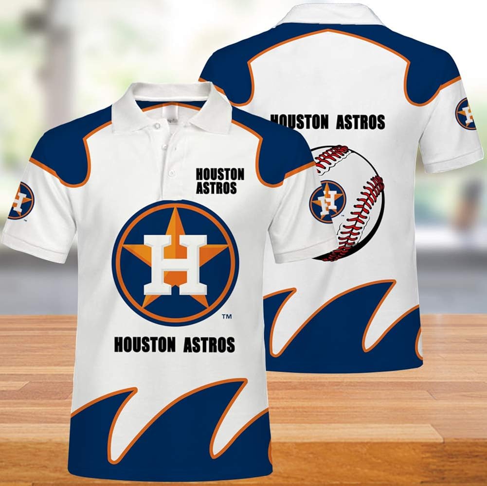 SryWj MLB Houston Astros, Polo Shirt Summer Men's Casual Short Sleeves