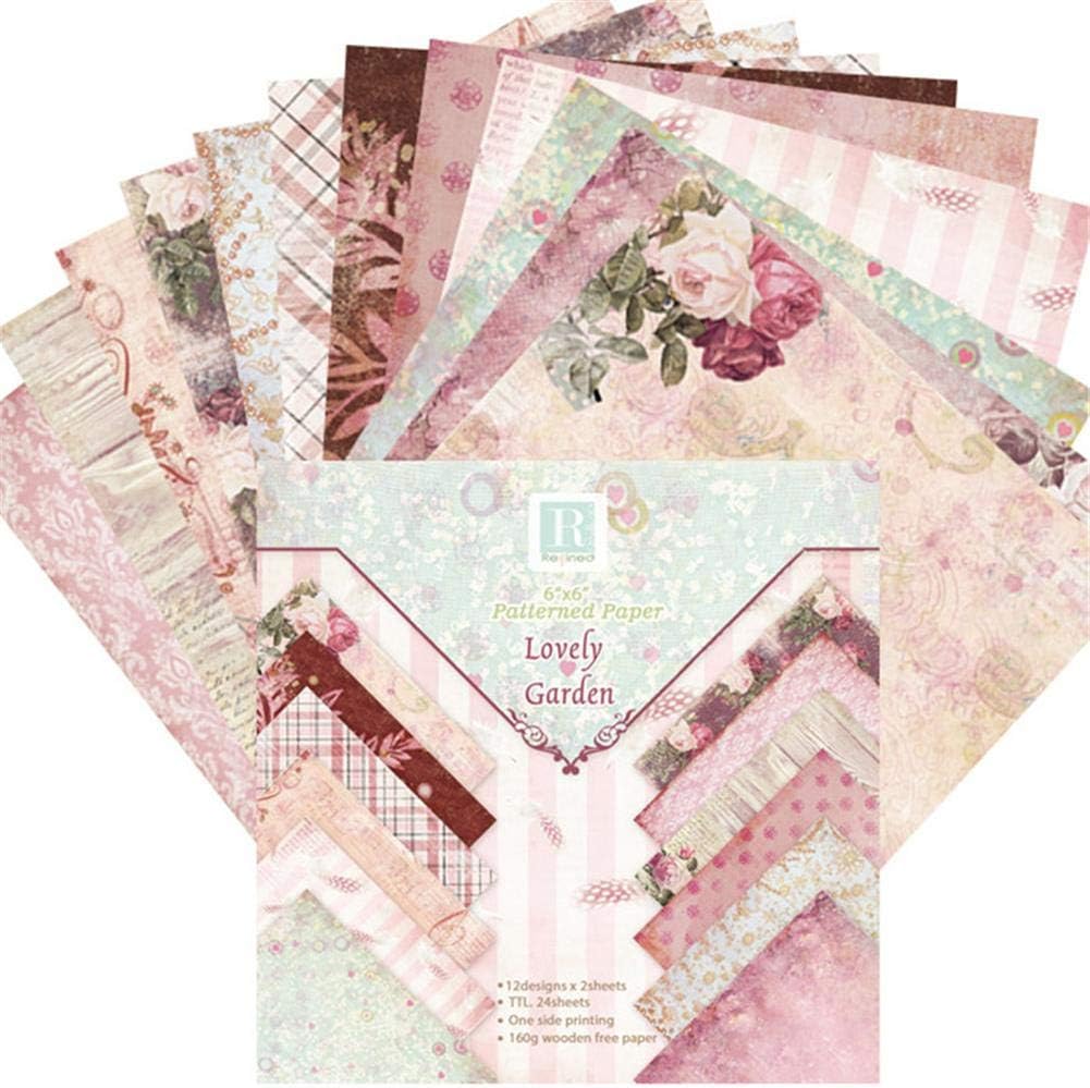 Eternitry 24 Sheets DIY Scrapbook Paper Wedding Letter Stationary Handmade Background Paper Card Making 6"x6" Single-Sided Scrapbooking Papers Decor Origami Folding Crafts