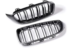 Carbon Fiber Glossy Black Dual Slat Kidney Grille Compatible with 2014-2020 BMW F32 F33 F36 418i 430i 440i 420i 418d 420d 425