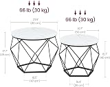 VASAGLE Round Coffee Tables Set of 2 White Black LET040B59 view 6