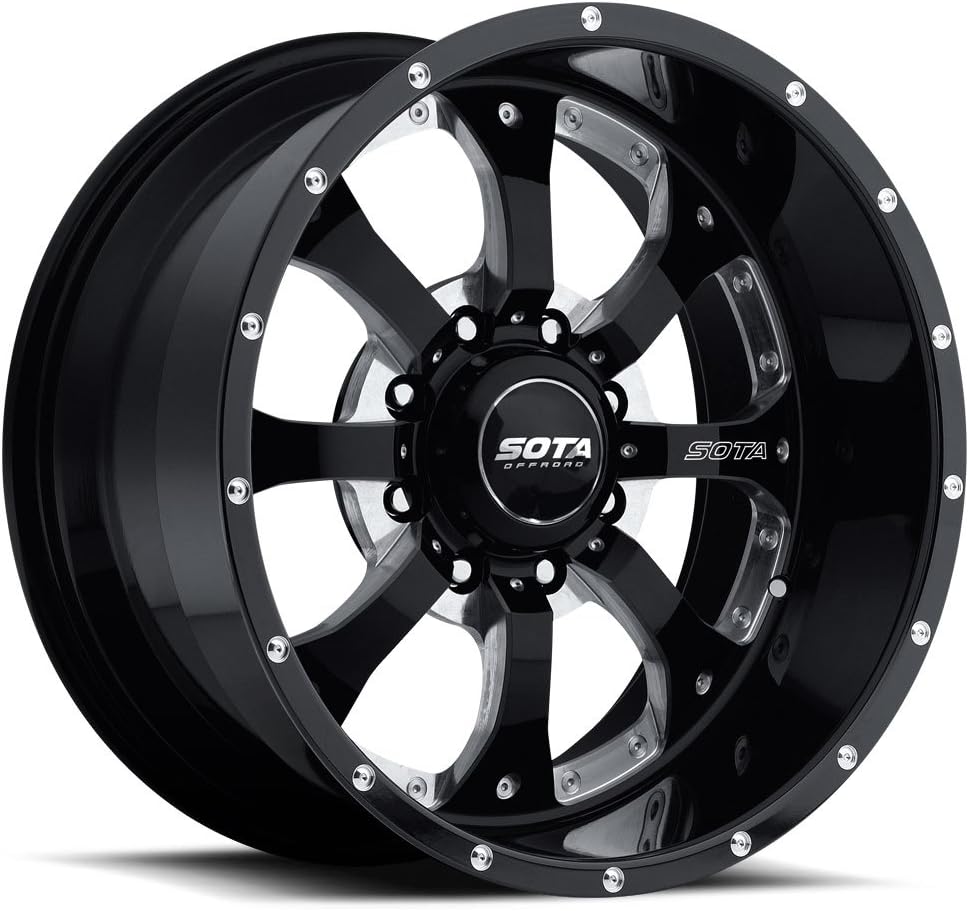 SOTA Offroad 561DM Novakane Death Metal Black/Gloss Black w/Full CNC Milling Wheel with Painted Finish (22 x 10.5 inches /8 x 170 mm, -25 mm Offset)
