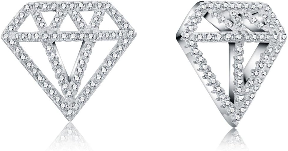 OSIANA - Womens Stud Earrings with CZ Crystal Planted silver Brass Minimalist Earrings in Gift Box