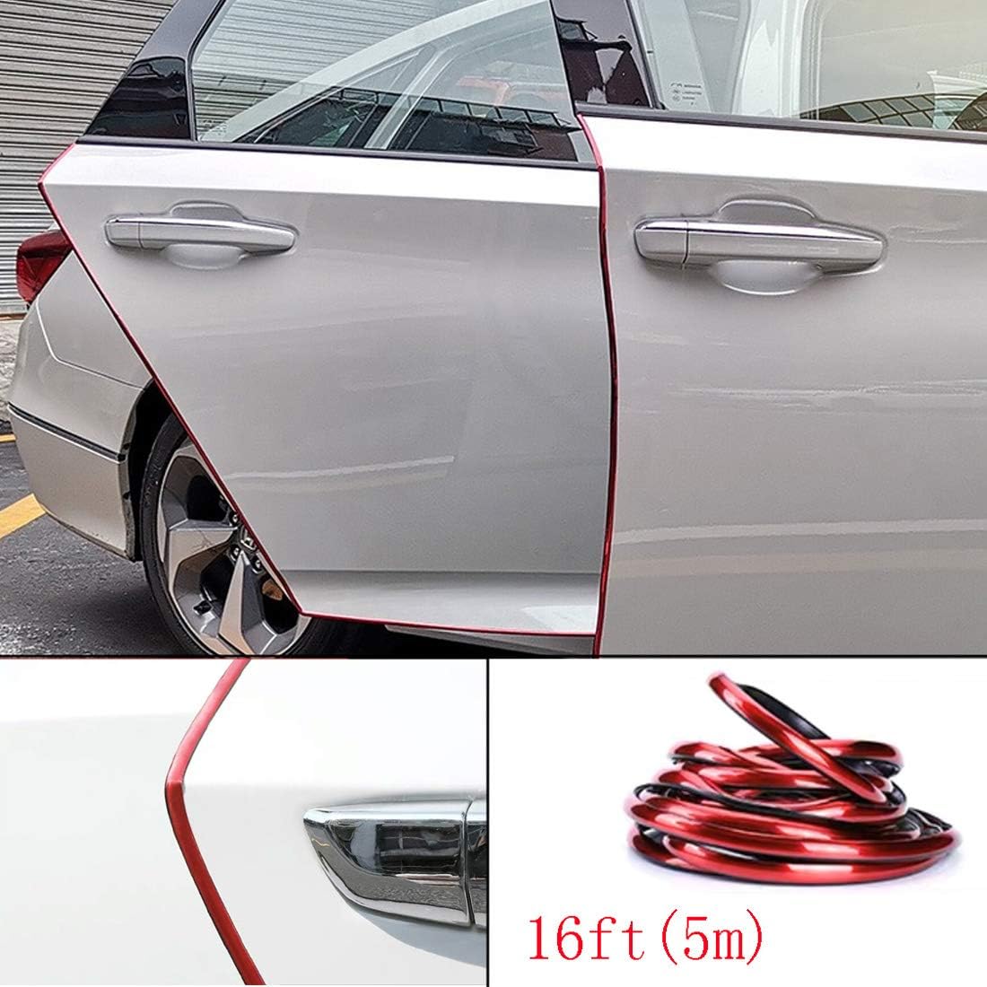 ROYALFOX 16FT Chrome PVC Car Door Edge Guards Interior Trim