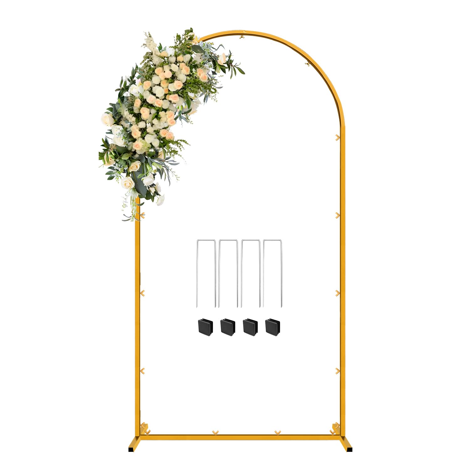 Photo 1 of Chesjin 6.6 FT Wedding Arch Backdrop Stand for Party, Balloon Arch Stand, Wedding Arches for Ceremony, Metal Gold Arch Frame Backdrop Stand for Bridal Baby Showers Birthday Decoration Photo