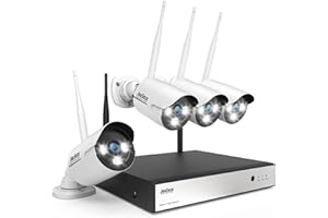 JouSecu 8CH Wireless Security Camera System, Jousecu 3MP CCTV Surveillance NVR Recorder with 4pcs 3.0MP HD WiFi Camera for Outdoor/Indoor Use, Full Color Night Vision, Waterproof, No Hard Drive