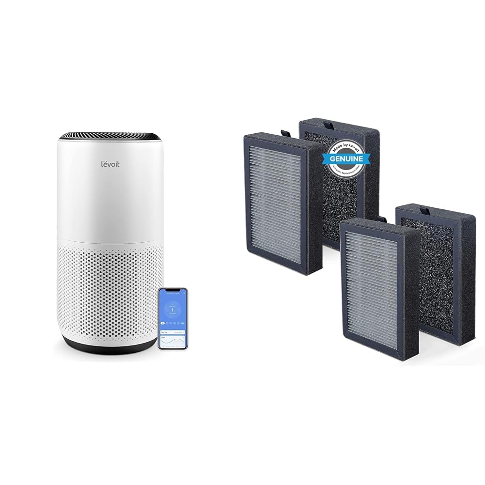 LEVOIT Air Purifiers for Home Large Room Up to 1980 Ft² in 1 Hr With Air Quality & LV-H128 Air Purifier Replacement, 3-in-1 Pre-Filter, Capture Dust Smoke Pollen, Activated Car Image