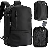 WISUGASO Vacuum Seal Travel Backpack 60L – Air Compression System, Water-Resistant Carry-On Backpack with TSA Lock, 17" Laptop Compartment, Vacuum Pump Included for Travel, Business - Black