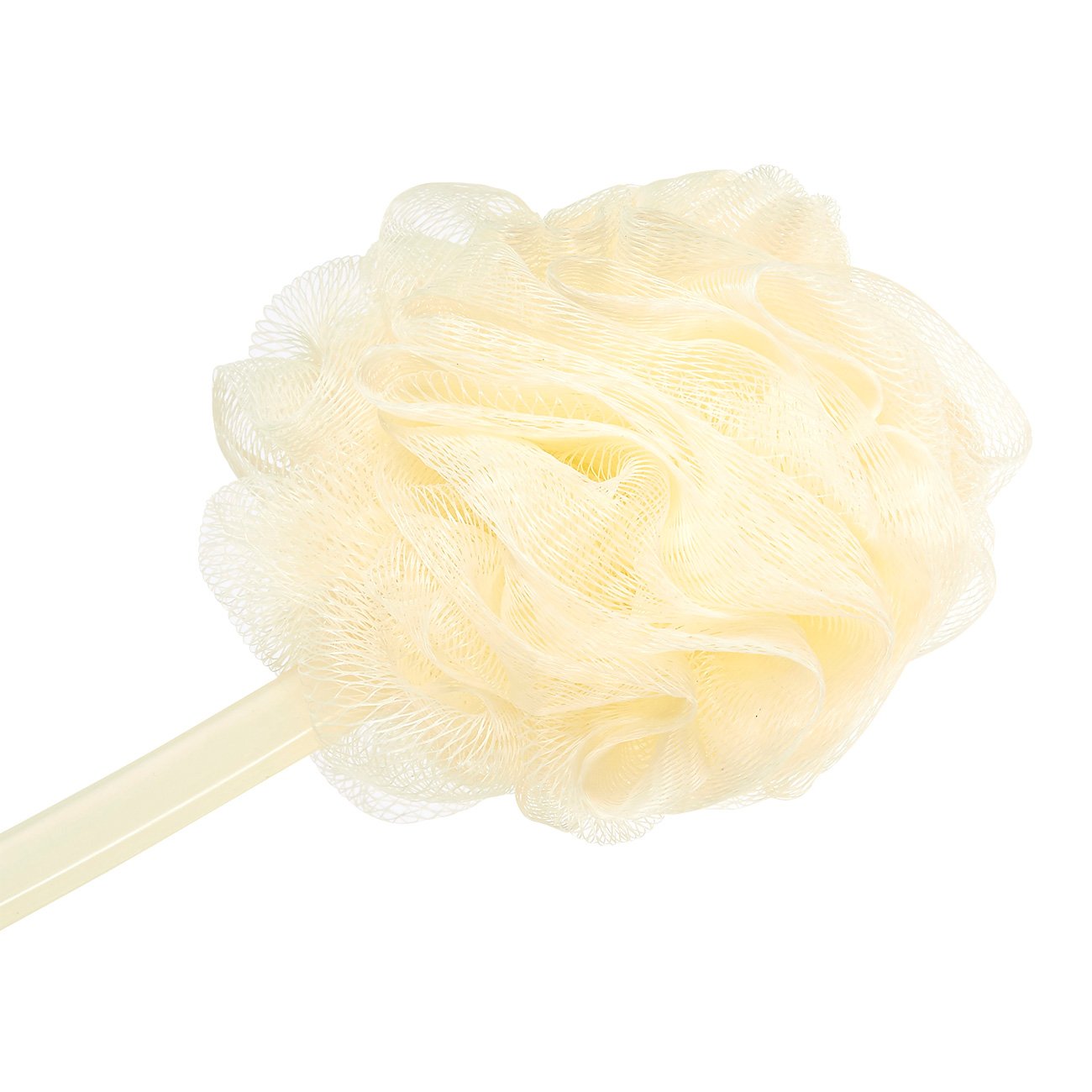 Body Back Scrubber Bath Sponges - 3-Pack Exfoliating Mesh Pouf Shower Brushes with Long Handles, Peach, 15.2 x 4.5 x 4 Inches : Beauty