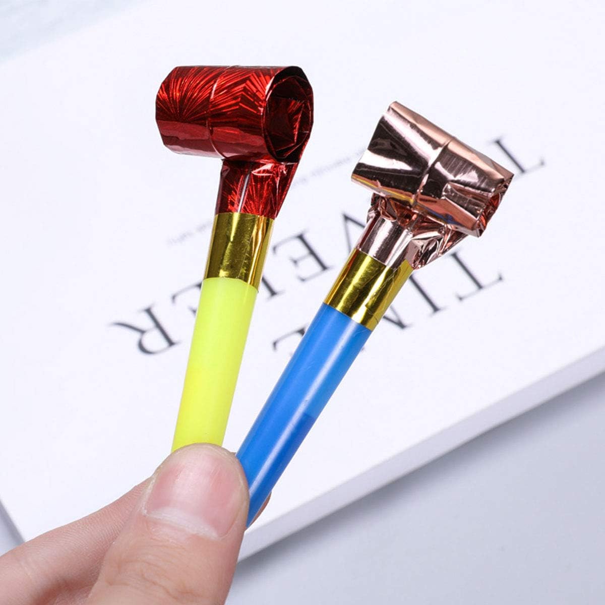 Party Blowers Whistles Toys for Children Birthday Christmas Halloween Partys Noisemakers, Colourful 100pcs: Toys & Games