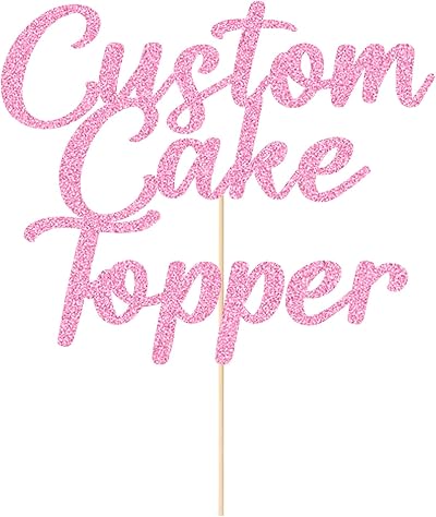 EDSG Personalised Cake Topper Happy Birthday Wedding Glass Pink Baby Pink