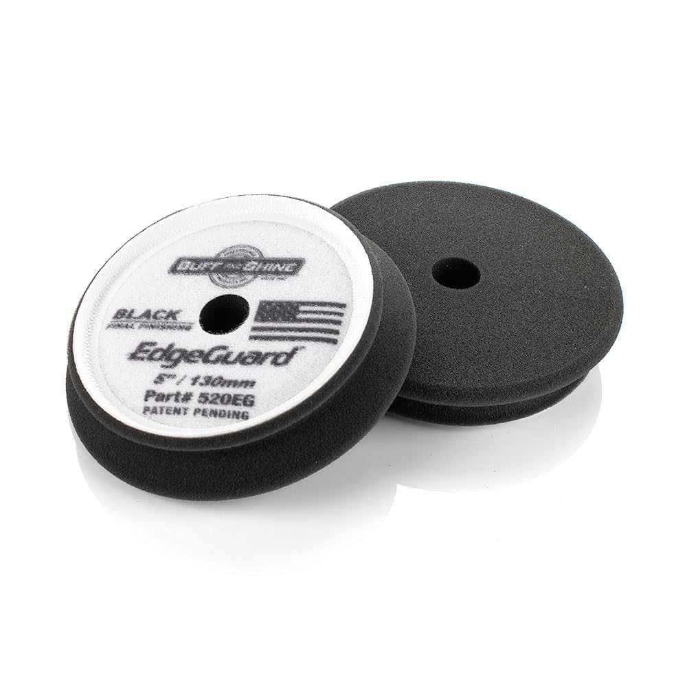 Photo 1 of Buff and Shine - EdgeGuard Foam Buffing Pads - Black - 5" Finishing Pad - Pack of 2