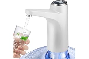 BIMVER Water Dispenser for 5 Gallon Bottle, 600ml Quantitative Water Pump,2 Colors Power Light,Portable USB Charging Bottle Pump,Multipurpose Dispenser for Home Camping for 2-5 Gallon, White