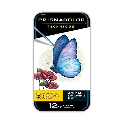 Prismacolor Technique Animal Drawing Set, Includes Colored Pencils and Step-by-Step Drawing Tutorials, Assorted Colors, 12 Count