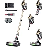 RENDOW Cordless Vacuum Cleaner, 550W 45Kpa 65Mins Vacuum Cleaners for Home, Self-Standing Cordless Stick Vacuum with LED Display,Anti-Tangle Rechargeable Wireless Vacuum for Pet Hair/Carpet/Hard Floor