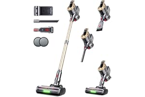 RENDOW Cordless Vacuum Cleaner, 65Mins 550W 45Kpa Stick Vacuum, Self-Standing Vacuum Cleaners for Home with LED Display, Anti-Tangle Rechargeable Vacuum Cordless for Pet Hair/Carpet/Hard Floor