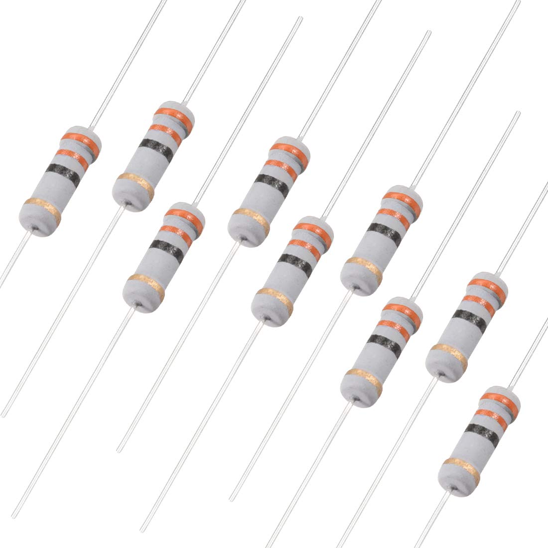 sourcing map 50Pcs 33 Ohm Resistor, 2W 5% Tolerance Carbon Film Resistors, 4 Bands for DIY Electronic Projects and Experiments