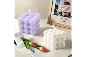 SHBLOMK 2PCS Bubble Candle, Cube Soy Wax Bubble Candles, Handcrafted Natural Scented Aesthetic Bubble Candle Set for Home Bedroom Decor, Birthday Mothers Day Gifts