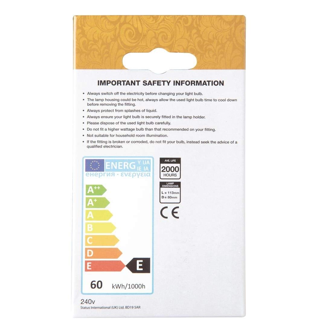 Crystalite Status ES/E27 60W G80 Incandescent Bulbs, Warm White - Image 4