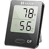 Habor Hygrometer Thermometer Digital Indoor Humidity Monitor Humidity Gauge Humidity Meter with Standing Wall Hanging Magnet for Humidifiers Dehumidifiers Greenhouse Basement Babyroom, Black