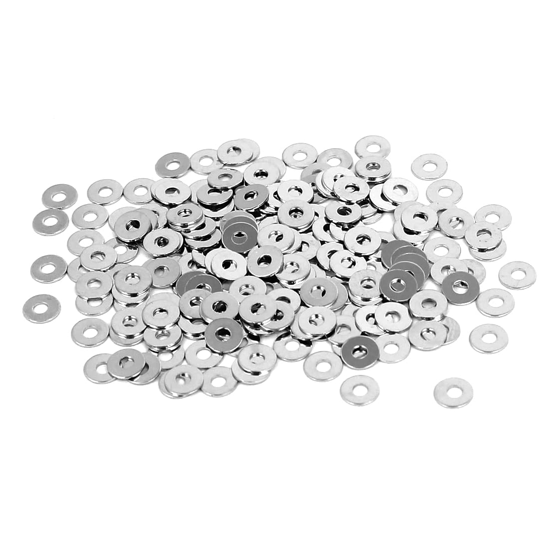 sourcingmap M1.4 x 4mm x 0.3mm Nickel Plated Flat Pads Washers Gaskets Spacers Silver Tone 200PCS