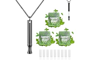 LAMKHOO Breathing Necklace to Quit Smoking and Vaping with Refillable Mint Pods Stop Smoking Aids Fidget Necklace for Anxiety Relief Smokeless Inhaler for Adults (Black)