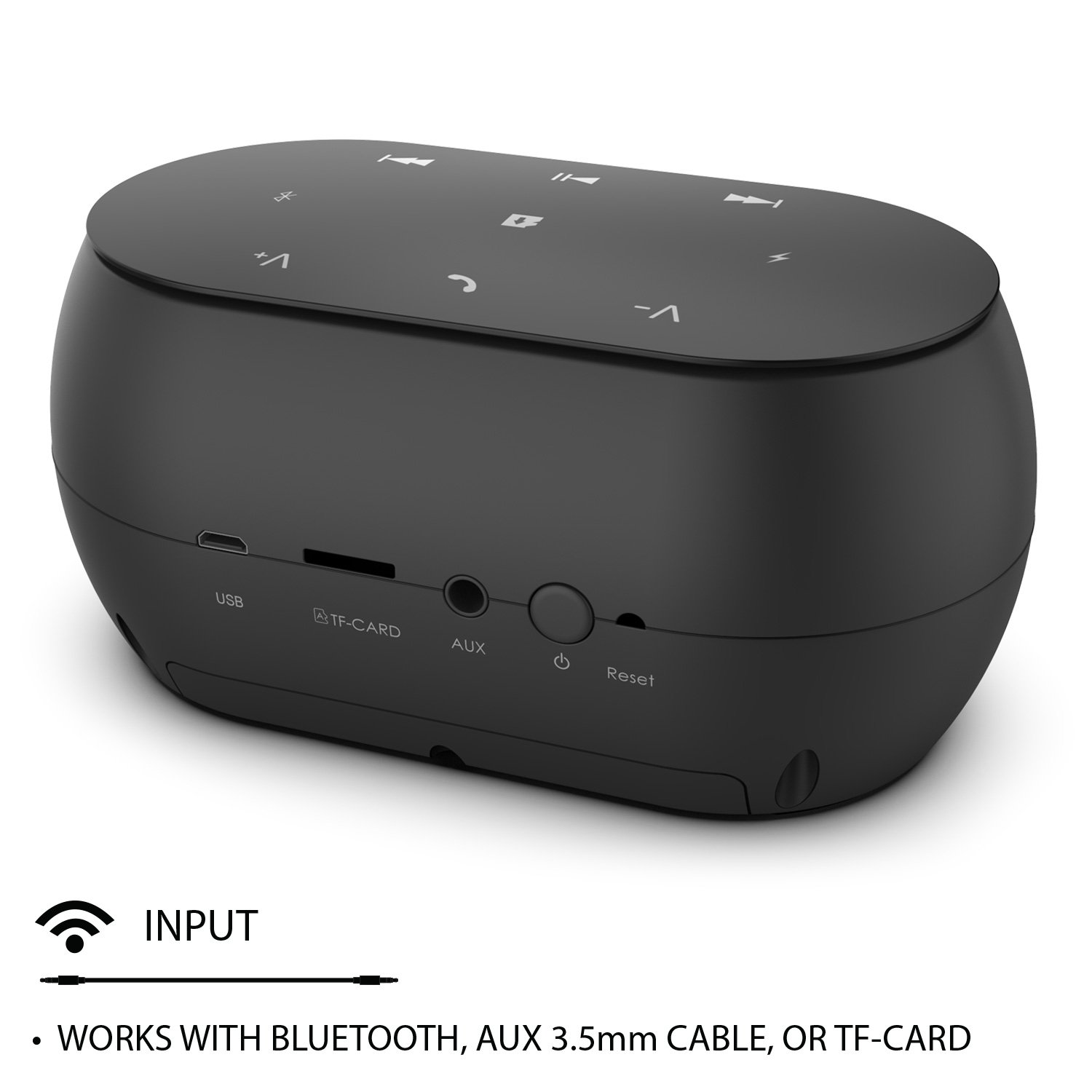 Punkcase Silencer Portable Bluetooth Speaker - Best Wireless Speaker with Loud Stereo Sound and Enhanced Bass for iPhone/Android/Computer/Phone/Laptop [Black]