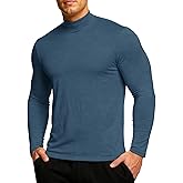 RGJU Men's Mock Turtleneck Long Sleeve Fitted Tee Shirts High Neck Base Layer Thermal Tshirt Triblend