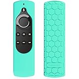 Fintie CaseBot Silicone Case for Amazon Fire TV Stick Voice Remote, Compatible with Amazon Echo / Echo Dot Alexa Voice Remote - Honey Comb Series [Anti Slip] Shock Proof Cover, Turquoise