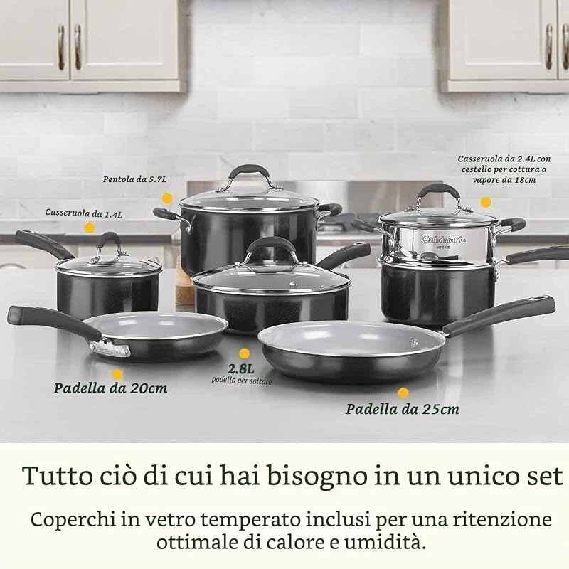 ® Set di pentole antiaderenti Ceramica XT | Set da 11 pezzi di pentole e padelle | Rivestimento ceramico antiaderente rinforzato al titanio | Per tutti i piani cottura, inclusa l’induzione