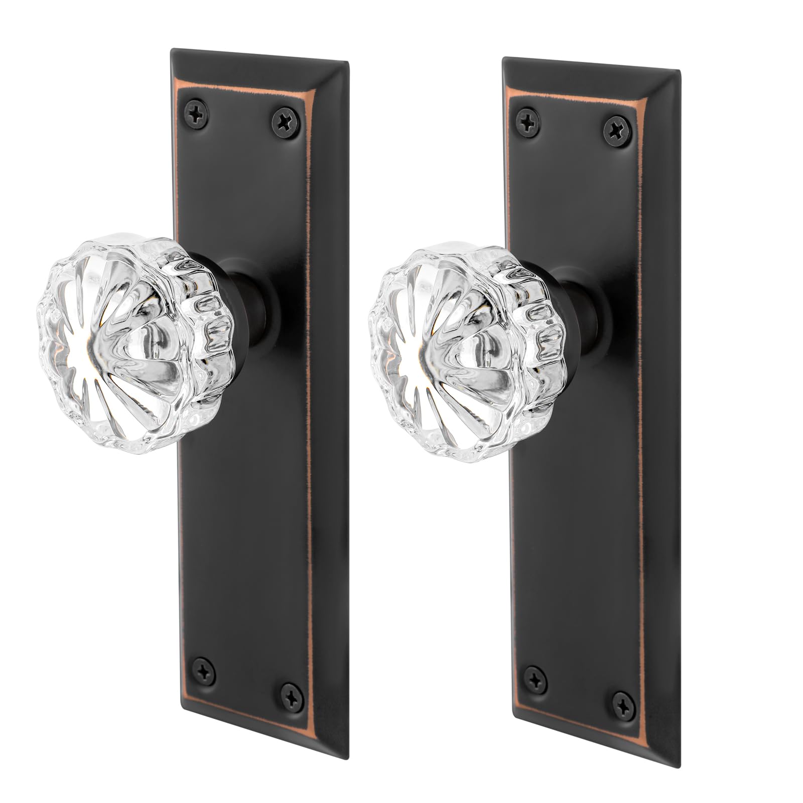 Photo 1 of ToPToToo Single-Side Glass Dummy Door Knobs, Inactive Door Knobs for Closet, Antique Bifold Door Knobs Replacement, Crystal Dummy Door Handles, Oil Rubbed Bronze, 2 Pack