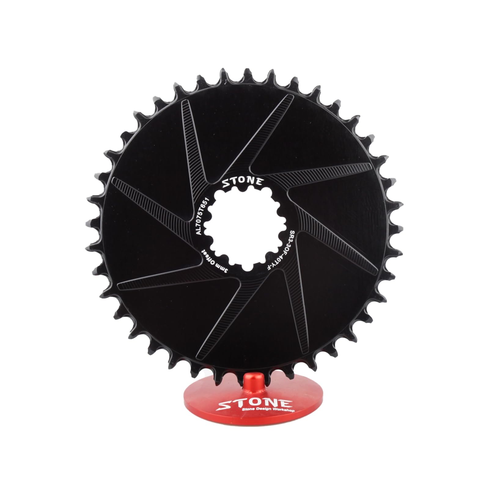 Stone Aero Mount Direct Round Chainring Compatible with SRAM MTB 3 Bolts 3 Offset XX1, XX1 Eagle, X01, X01 Eagle, GX Eagle, X1-1400, GX-1400, S-2210, X0, X9, S1400 (34T)