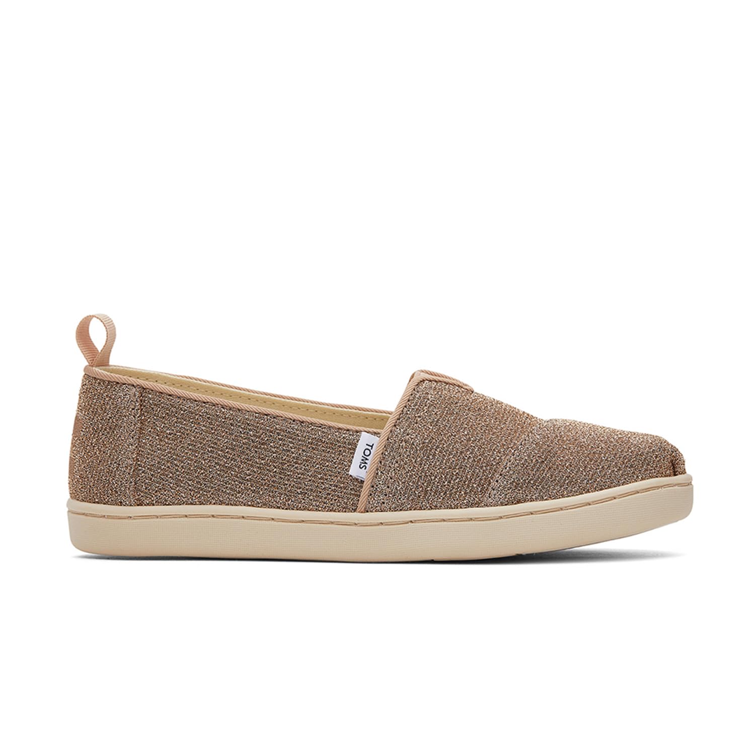 TOMS Girls Alpargata Loafer Flat, Gold Sparkle